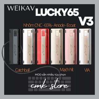   sẵn tùy màu  Kit Bàn Phím Cơ Custom LUCKY65 V3 - Nhôm CNC - Tạ đáy - 3 mode - Led RGB - QMK VIA - Catchball 