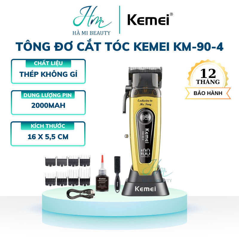 Tông đơ cắt tóc kemei km-90-4 2000mah 5v tông đơ chấn viền không dây km-90-4 chuyên nghiệp