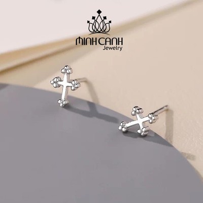 Bông Tai Bạc Nữ Hình Thánh Giá Nhỏ Xinh - Minh Canh Jewelry