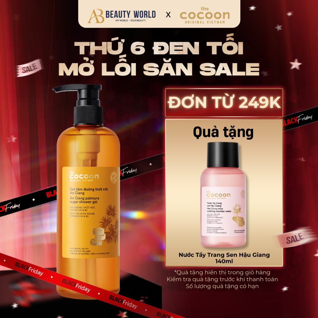 Gel Tắm Đường Thốt Nốt An Giang Cocoon Palmyra Sugar Shower Gel 500ml AB BEAUTY WORLD