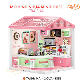  Mô Hình lắp ghép DIY Minihouse Trà sữa 0411 – Tặng Mái + 2 Cửa + Đèn 