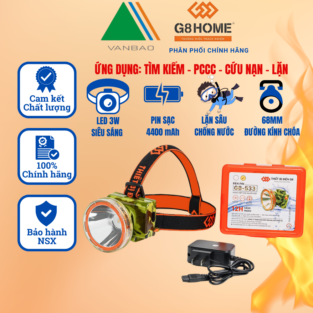 Đèn pin đội đầu chống nước G8-533 G8HOME