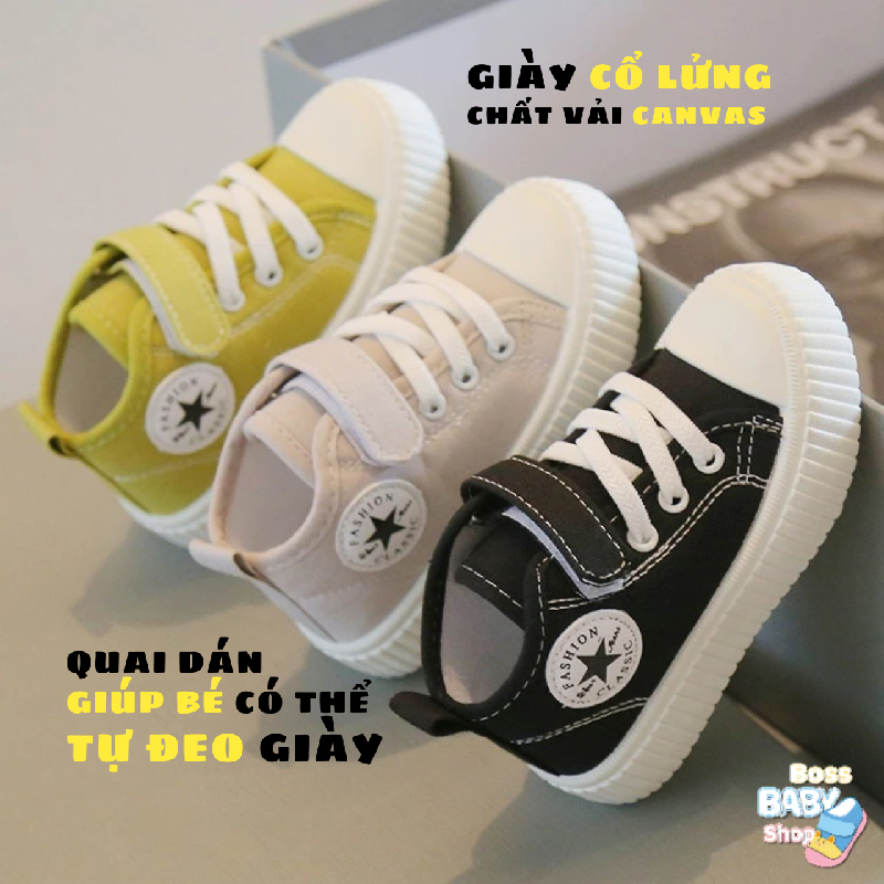 Giày Thể Thao 1-7 Tuổi Bé Trai Bé Gái Giày Cao Cổ Canvas Phong Cách Thời Trang Đi Chơi Đi Học (AB1)