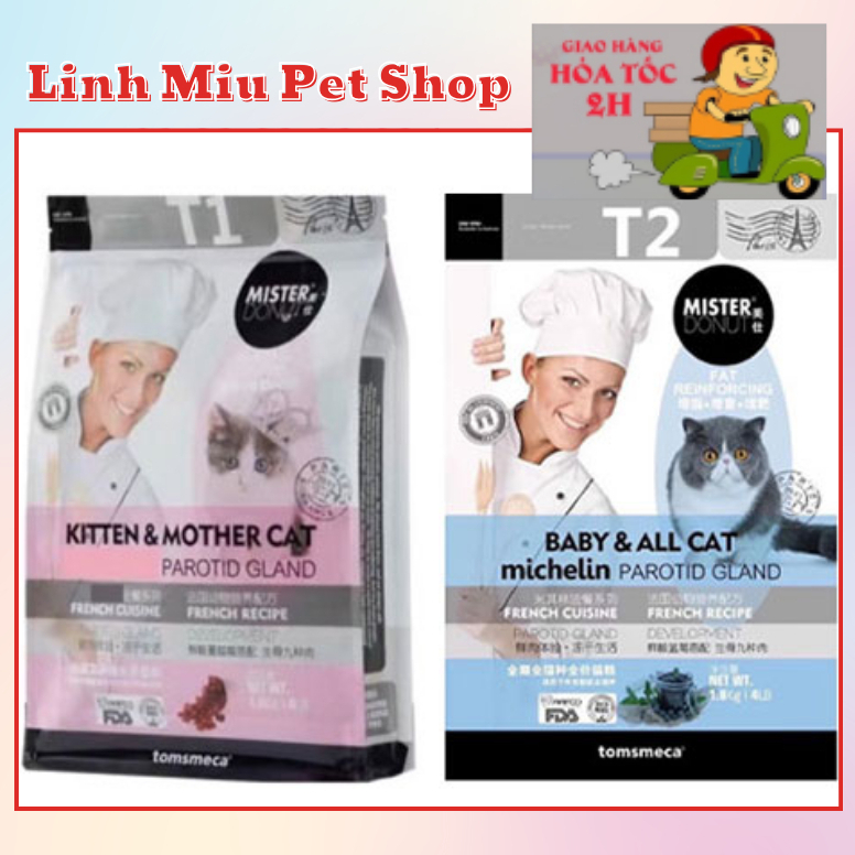 Thức ăn hạt khô mix topping cho mèo Mister Donut- BAO 9KG