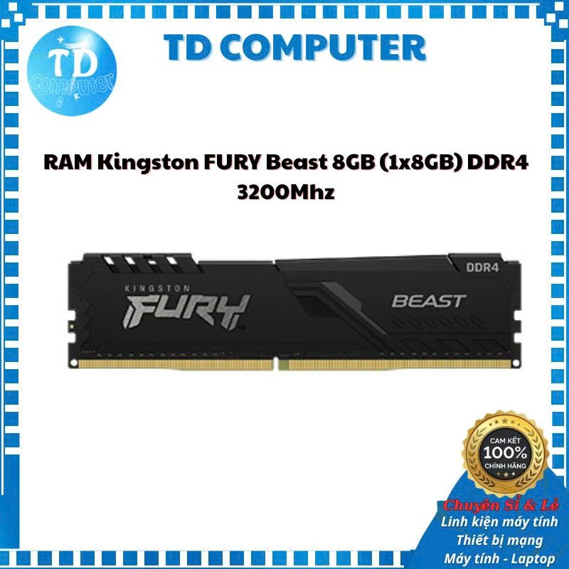 Ram Desktop Kingston Fury Beast Black 8GB DDR4 Bus 3200Mhz (KF432C16BB/8WP) - Chính hãng phân phối