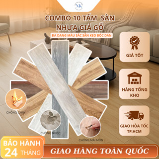  Combo 10 Tấm Sàn Nhựa Giả Gỗ Tấm Lớn 91.4 cm x 15.2 cm Có Keo Sẵn Chống Thấm Nước Chống Mối Mọt Dùng Để Lát Sàn Sạch Đẹp 