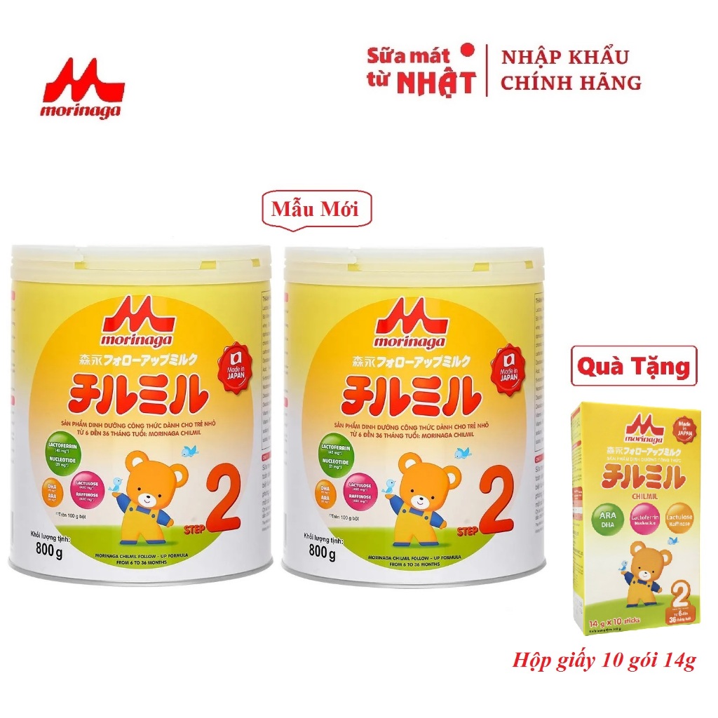 Combo 2 Hộp Sữa Morinaga số 2 (6-36th) 800g NK Chính Hãng (Mẫu Mới, t5/2027)
