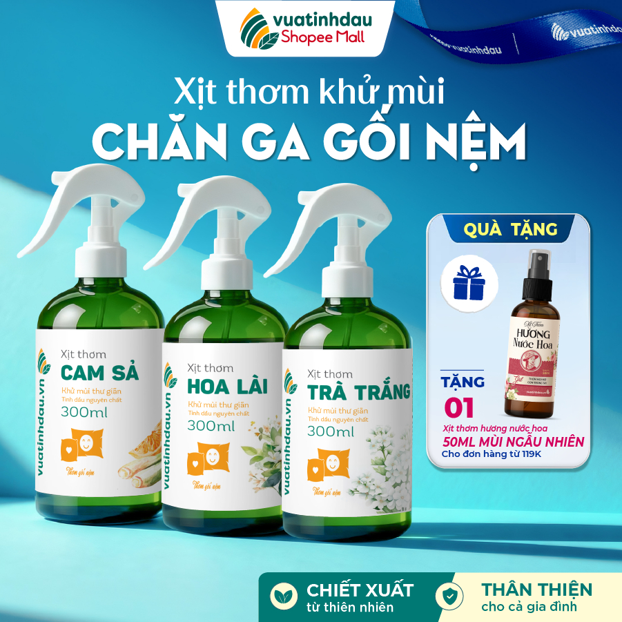 Chai Xịt Thơm Khử Mùi Hôi Khai Chăn Ga Gối Nệm VUATINHDAU 100ml/500ml Khử Mùi Nước Tiểu,Mùi Hôi Chua