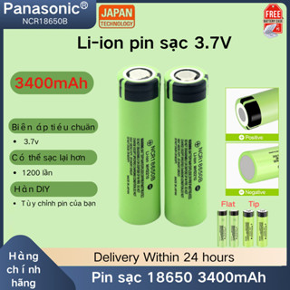 Panasonic Pin sạc 18650 3.7V  3400mAh Đầu Bǎng/Đầu nhọn Sản xuất tại 5A Nhật Bản Mới Pin Li-ion có thể sạc lại