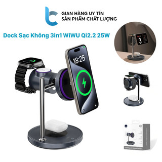 Dock Sạc Không Dây 3in1 WiWU Qi2.2 25W Wi-W041 Tích Hợp Quạt Tản Nhiệt Làm Mát
