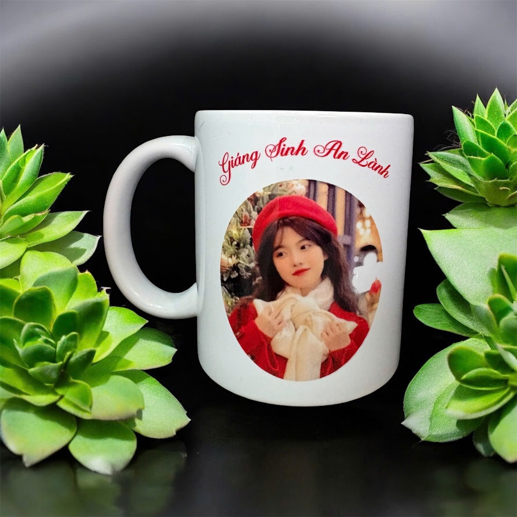 Ly in ảnh , slogan, chữ theo yêu cầu, ly uống nước, in theo yêu cầu, quà tặng giáng sinh , noel ý ng