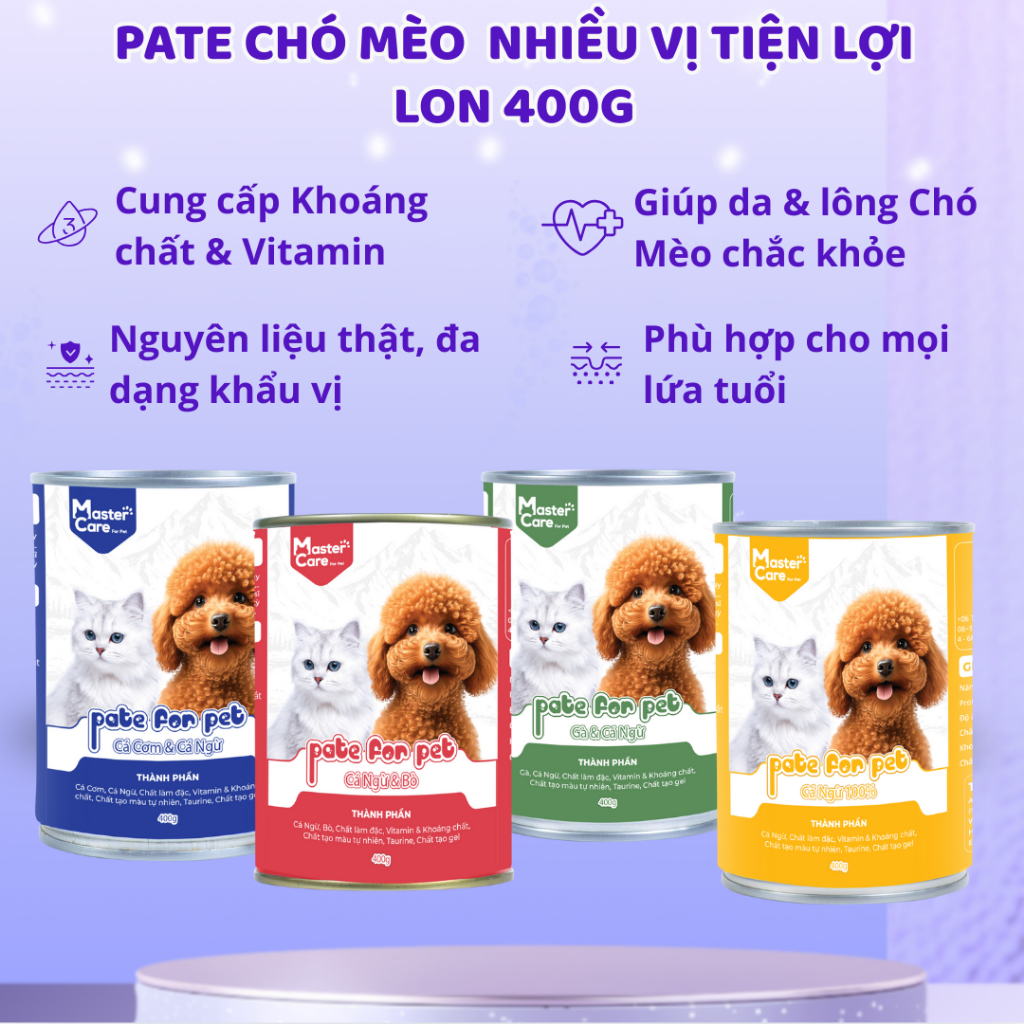 Pate Chó Mèo Dành Cho Mọi Lứa Tuổi MASTERCARE Hỗ Trợ Các Bé Kén Ăn Bổ Sung Dinh Dưỡng 400g