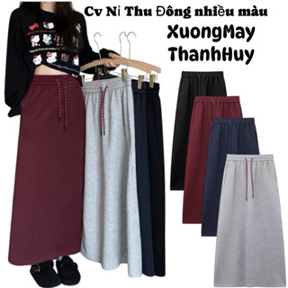  Chân váy Nỉ 2 Da dáng suông váy nỉ 2 da L1 dáng dài mùa đông-090 