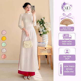  Áo dài truyền thống dáng ôm gấm tơ hoa văn chuồn chuồn cổ cao tay lỡ – Áo Dài MƠ 