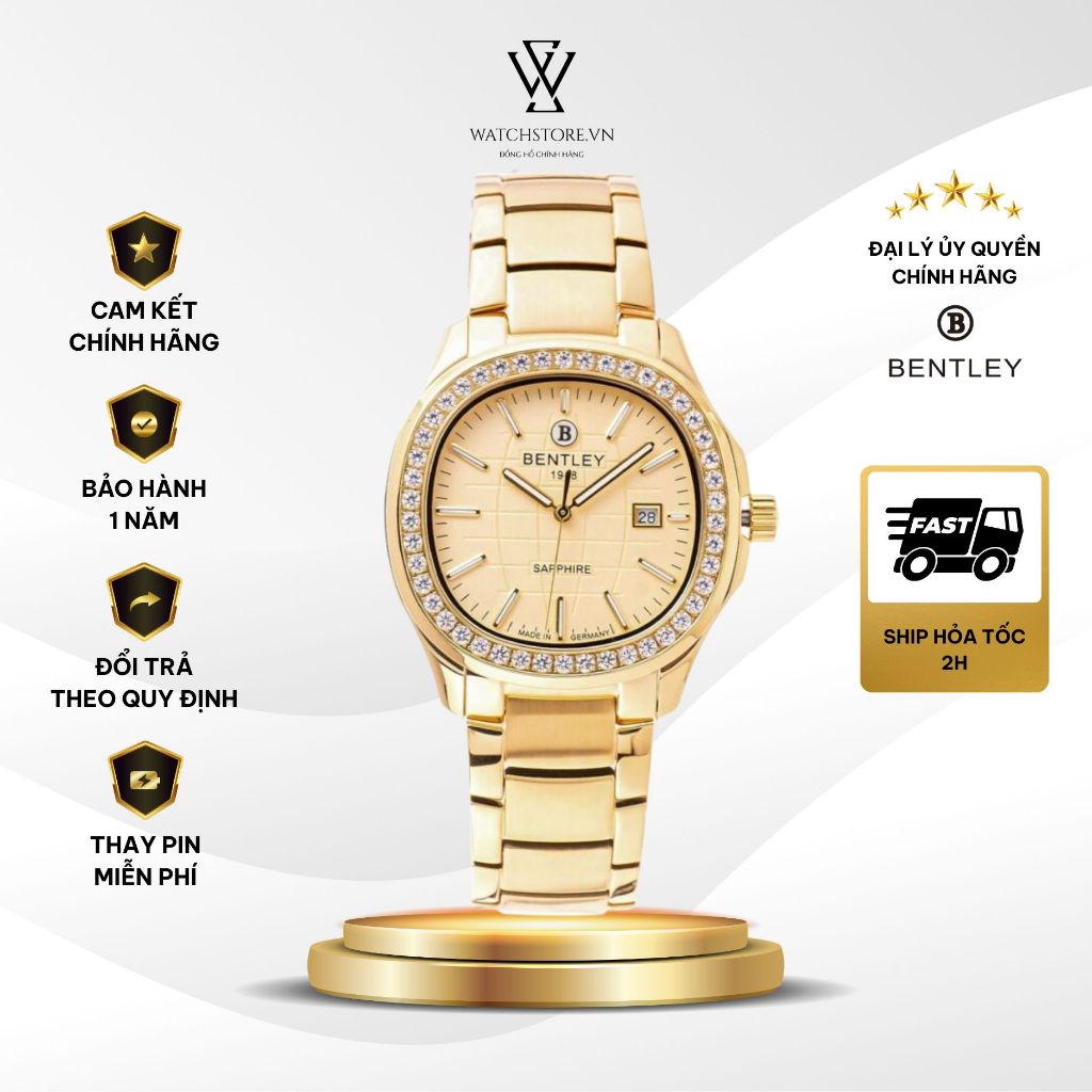 Đồng Hồ Bentley Nam BL1869-101MKKI Máy Pin Kính Saphire 40mm Chống Nước Chính Hãng - WATCHSTORE