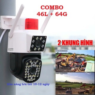   COMBO Q46 THẺ 64G tặng HKT  Camera wiFI YOOSEE 2 mắt ngoài trời Q46 + Thẻ nhớ 64G Lưu trữ 10-12 ngày 
