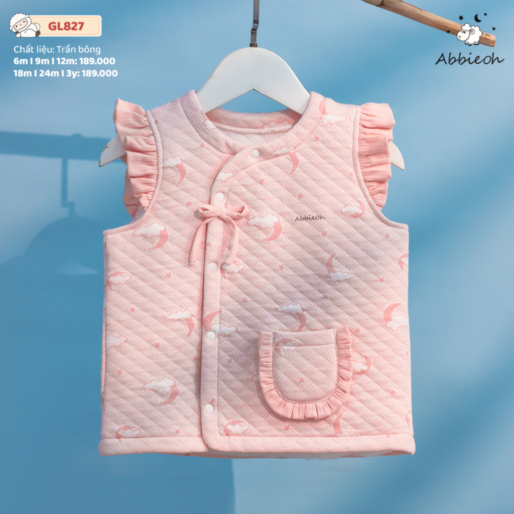  Áo gile bé trai bé gái AbbieOh cotton trần bông basic hoạ tiết túi sườn cho trẻ sơ sinh 0-3Y 