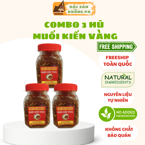 [Combo 3 hũ] Muối kiến vàng Gia Lai Đặc sản Krông Pa Nguyên liệu tự nhiên Đảm bảo an toàn thực phẩm 