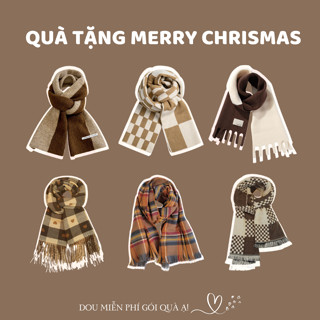  Khăn Len Unisex Khăn Cashmere Dệt Kim Dày Tone Nâu Trầm Cổ Điển Nhiều Mẫu QUÀ TẶNG MERRY CHRISTMAS - Mã LN01 