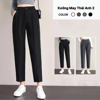  Quần Tây Nữ Lưng Cao Vải Tuyết Mưa Dày Dặn Quần Baggy Nữ Cạp Chun Lưng Cao Mặc Đi Học Đi Làm Công Sở M34 