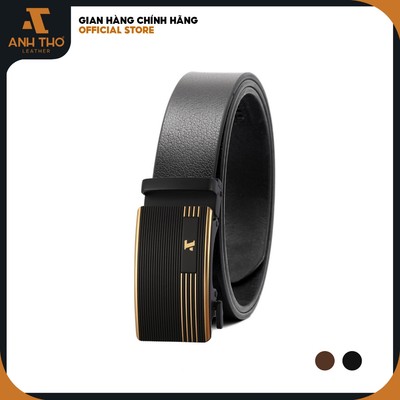 Thắt lưng nam da bò khoá tự động M4-13, chất da nguyên tấm bền bỉ, khoá đen mờ lịch lãm, Anh Tho Leather