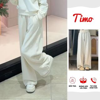  Quần nỉ ống rộng quần suông nữ lưng thun co giãn có dây điều chỉnh chất nỉ 2 da dày dặn QN01 