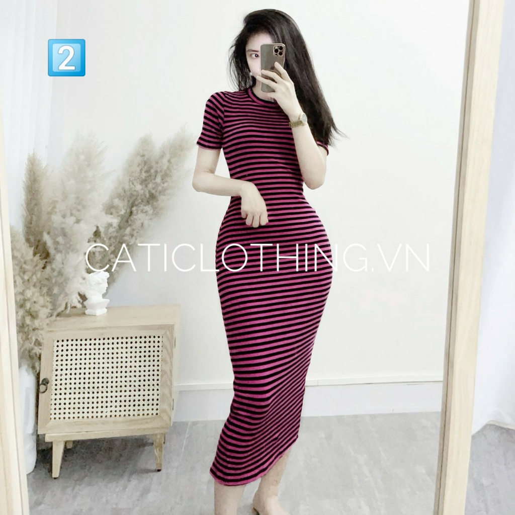 Đầm kẻ body thun tăm 5 màu kẻ A2072