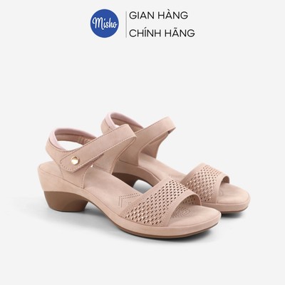 Dép Sandal Cao Gót Nữ Misho Gót Trụ Tròn Có Lớp Đệm Chân Mềm Mại SD42