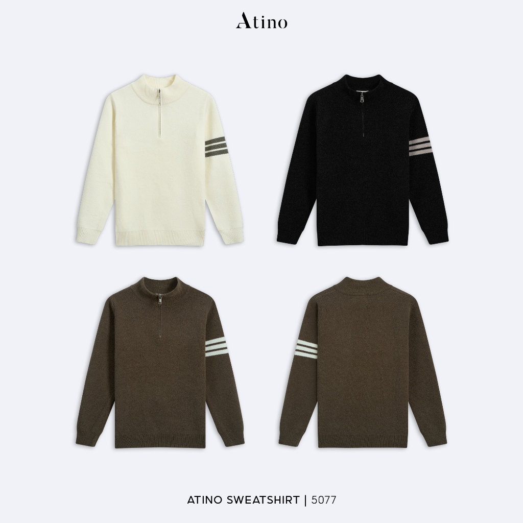 Áo Len Cổ Khoá ATINO – Mềm, Ấm, Dáng Fitted XL.3.5077
