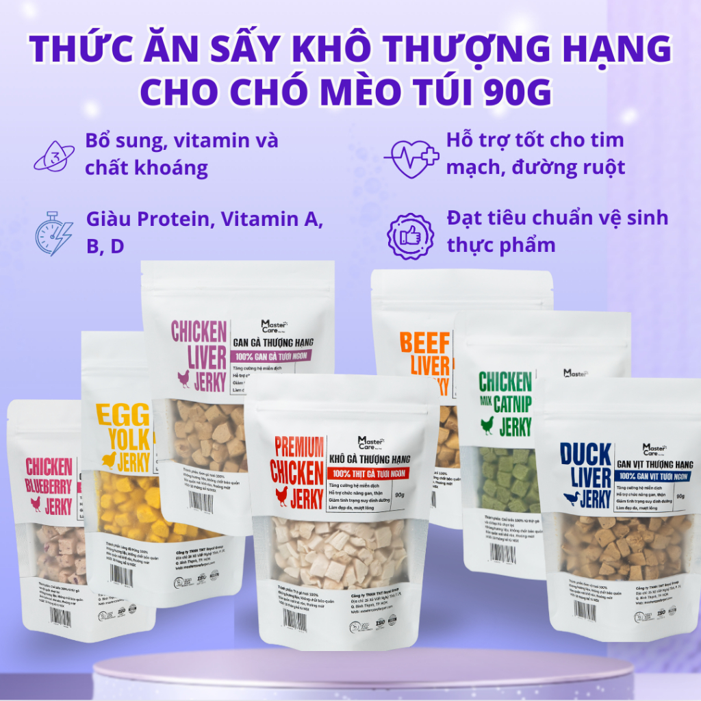 Gà Sấy Khô Cho Mèo MASTERCARE Hỗ Trợ Dinh Dưỡng Cho Thú Cưng 90G
