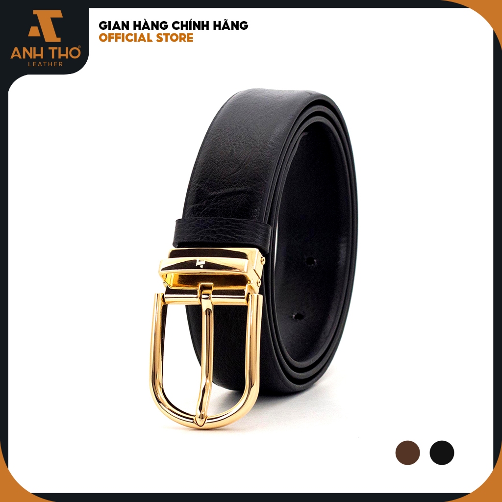 Thắt lưng khoá kim sang trọng MSKK35-10, chất da bò vân sần bền bỉ, bảo hành 36 tháng, Anh Tho Leather