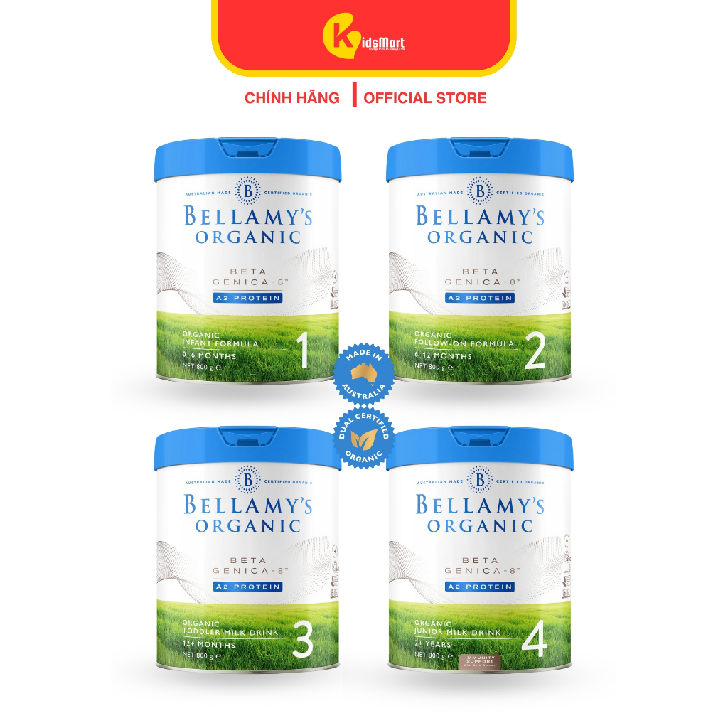 Sữa Bellamy’s Organic A2 Beta Genica-8™ số 1,2,3,4 (800g)