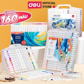   160 MÀU  Bút Màu Acrylic Marker Chính Hãng Deli - Bút Sơn Acrylic 160 Màu Vẽ Tranh Sáng Tạo DIY Trên Mọi Chất Liệu 