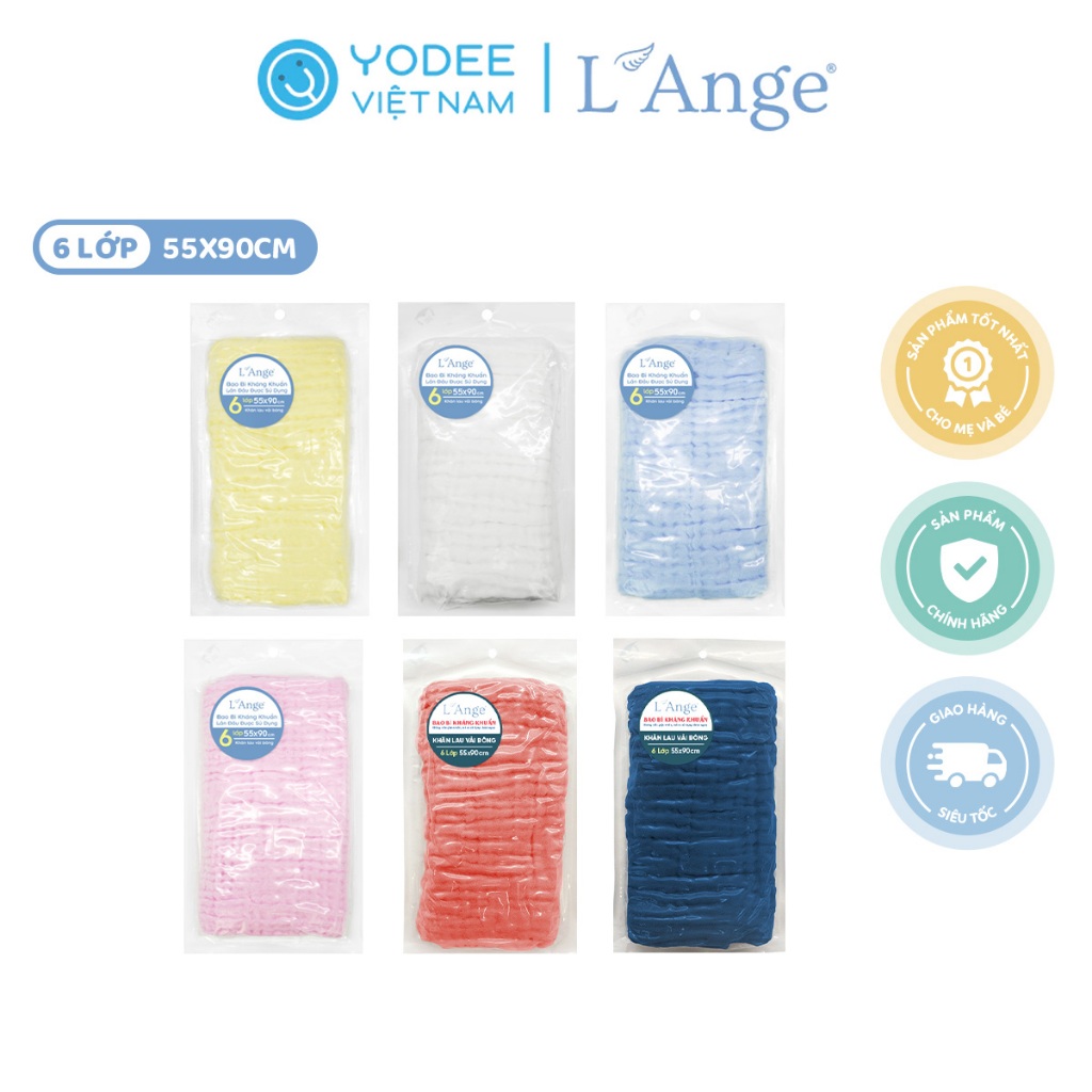 L’Ange Khăn quấn ủ tóc/Khăn lau tóc/Khăn tắm vải bông 6 lớp 55x90cm cho bé