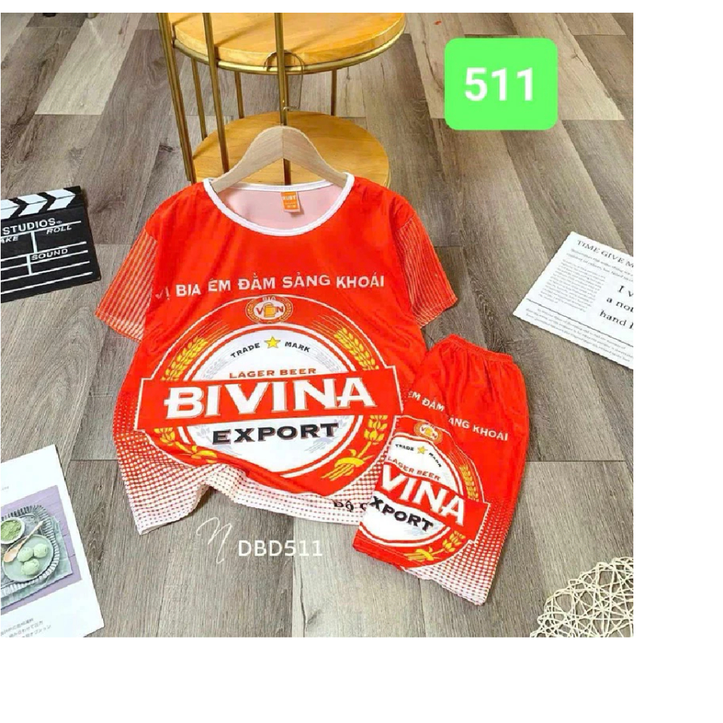 Bộ hottrend cho bé trai bé gái Bia bivina đủ size 7-90kg