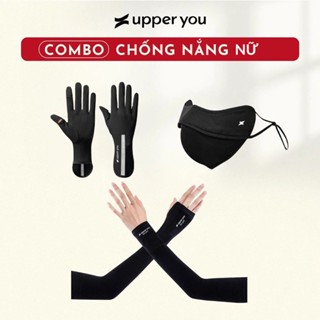 Combo Chống Nắng Nữ UPF UPPER YOU Khẩu Trang, Găng Tay Chống Nắng, Bao Tay Lái Xe,Thun Lạnh Co Giãn Bảo Vệ Đa Chiều