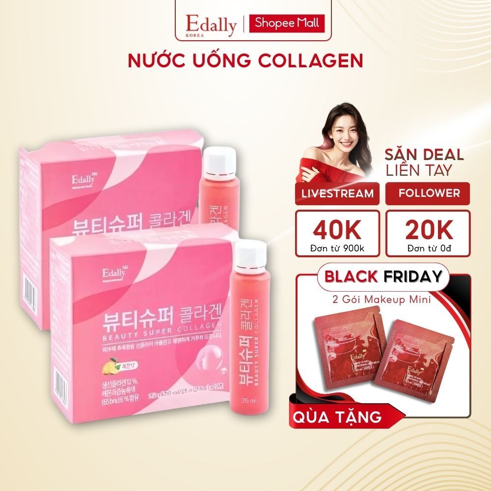 Nước uống Collagen Edally BH Hộp 10 chai đẹp da, chống lão hóa, sáng da của Hàn Quốc