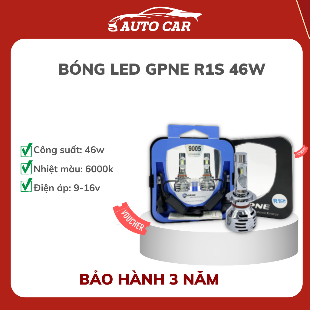 Bóng Led GPNE R1S Công Suất 46W Chân Bóng H1, H4, H7, H11,, 9005, 9006, 9012