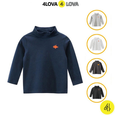 Combo 02 áo giữ nhiệt 4LOVA thu đông dài tay cổ cao cho bé trai bé gái chất cotton dày dặn ấm áp