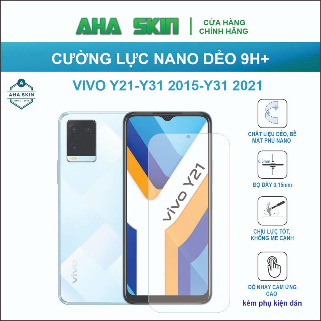 dán cường lực Vivo Y21/Y31 2015/Y31 2021, Cường lực dẻo 9h+