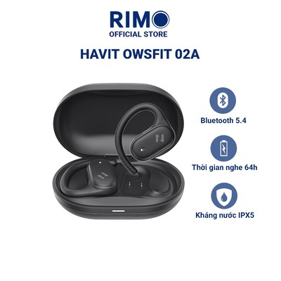 Tai nghe Bluetooth thể thao Havit OWSFIT 02A Mic ENC, có sử dụng app, kháng nước IPX5, Bluetooth 5.4