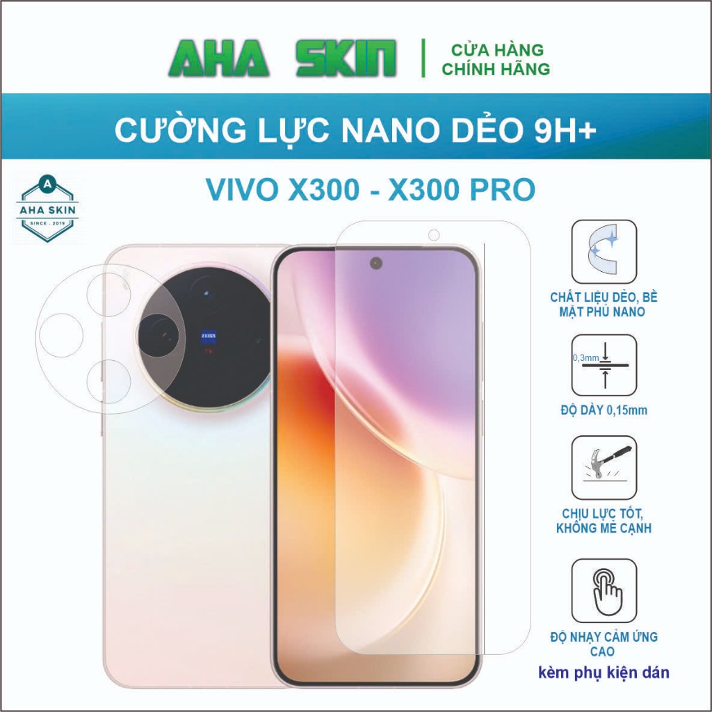 Dán cường lực Vivo X300/X300 Pro, Cường lực dẻo 9h+