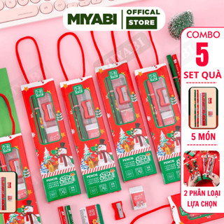  Set Quà Tặng Học Sinh Noel,Giáng Sinh Miyabi Đồ Dùng Học Tập Văn Phòng Phẩm - Set 5 Món - Bộ Dụng Cụ Học Tập 