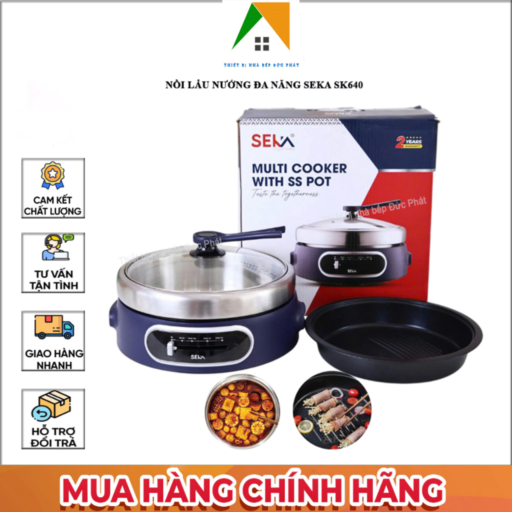 Nồi lẩu nướng SEKA SK640 đa năng 2 trong 1 tiện lợi công suất lớn 1300W dung tích 4L dễ dàng vệ sinh