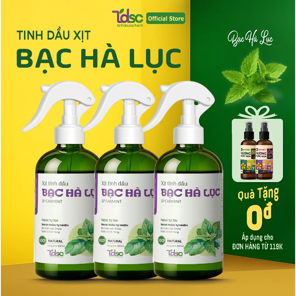 Chai Xịt Tinh Dầu Bạc Hà Lục Đuổi Ruồi Côn Trùng TINHDAUSACHANH 100ml/500ml Thơm Phòng, Khử Mùi, Diệt Khuẩn
