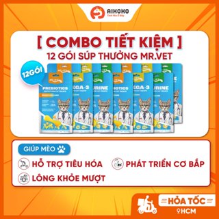  【COMBO 12 GÓI Súp Thưởng Mr.Vet Cao Cấp Cho Mèo - Bổ Sung Omega-4 Taurine Prebiotics - Aikoko 