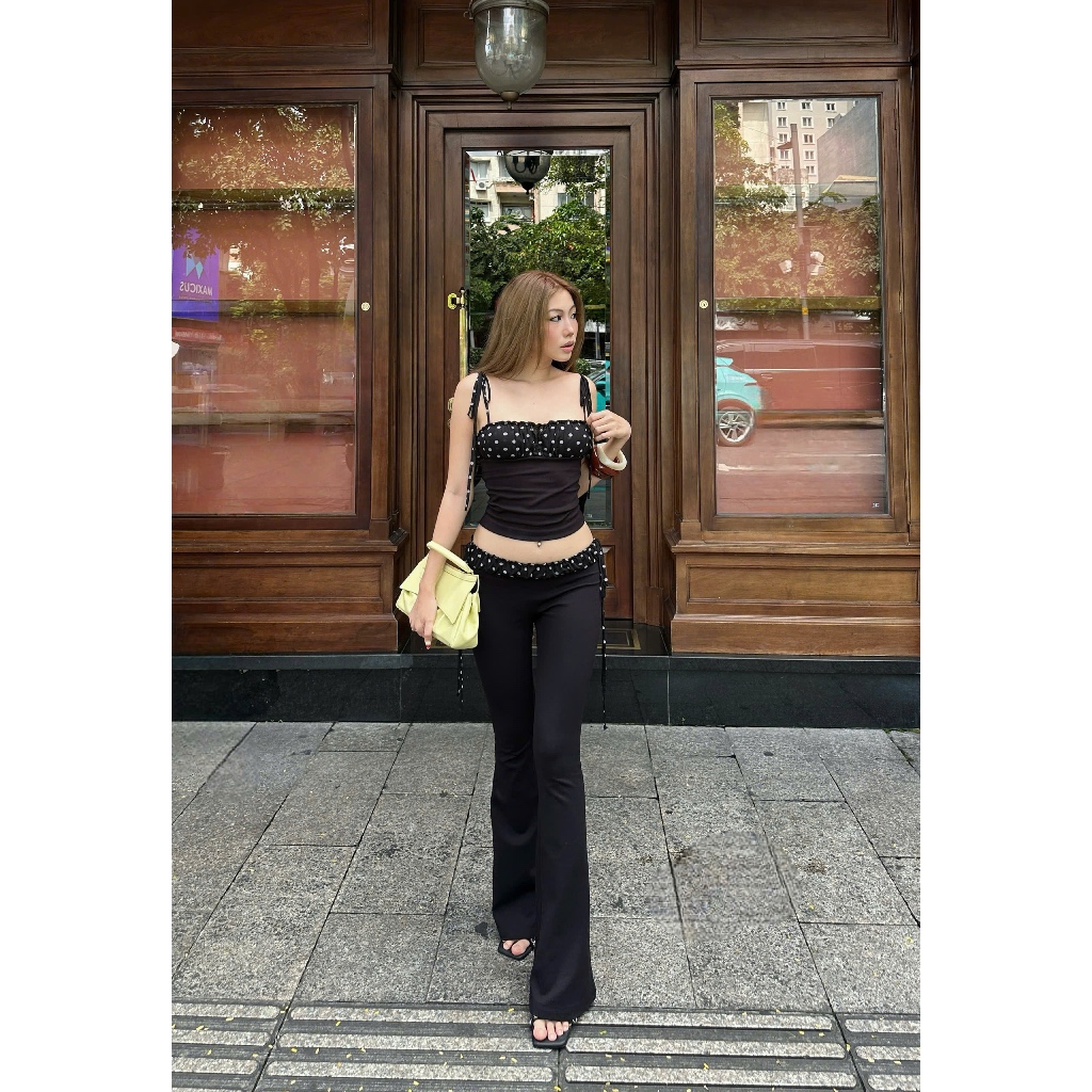 [CÓ TÁCH LẺ] Set áo 2 dây và quần ống loe chấm bi ôm body YUCI - 𝐊𝐈𝐋𝐋 𝐒𝐘𝐒𝐓𝐄𝐌 | BigBuy360 - bigbuy360.vn
