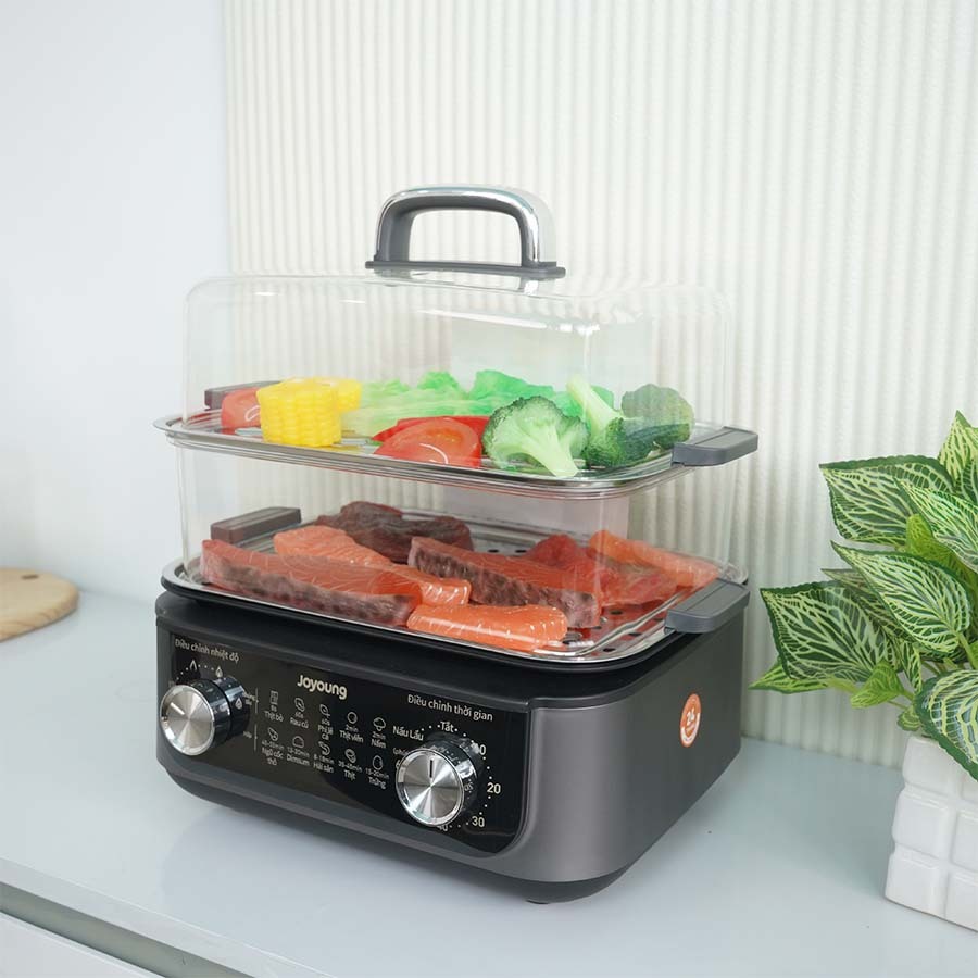 Nồi Lẩu Hấp Đa Năng Joyoung JFS-556 – Dung Tích Lớn, Hấp + Lẩu 2 Tầng – Công Suất Mạnh – Hàng Chính 