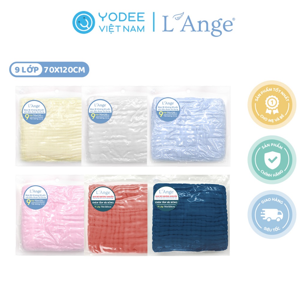 L’Ange Khăn tắm/Khăn quấn/Chăn đắp vải bông 9 lớp 70x120cm cho bé