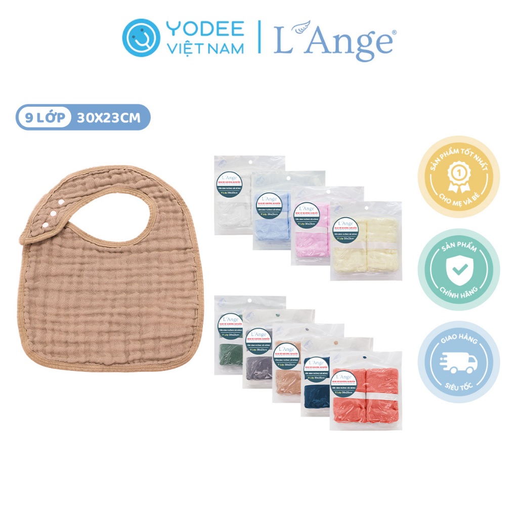L’Ange Yếm hình vuông vải bông 9 lớp 30x23cm (set 2 cái)